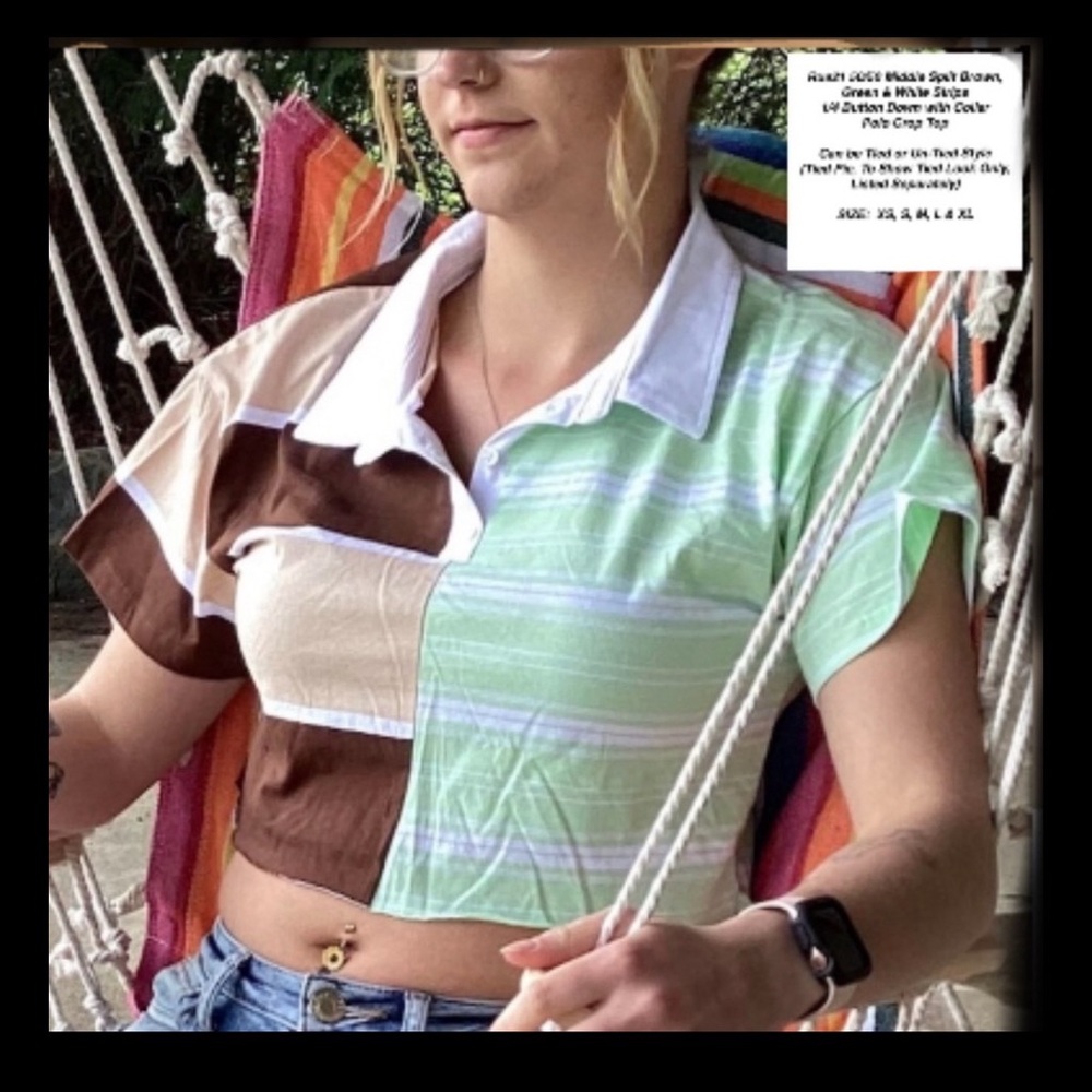 🐣  50/50 Mid Split Polo Crop Top w/Collar ~ NWT